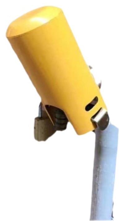 Metalen sloten voor buitenkranen, tuinkraansloten, kinderveiligheidssloten, antidiefstalsloten, kraansloten, multifunctionele ijzeren kraansloten, veiligheidssloten voor parkeerplaatsen (geel).