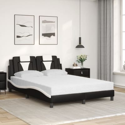 vidaXL - Bed - "Viana" - met - matras - kunstleer - zwart - en - wit - 140x190 - cm