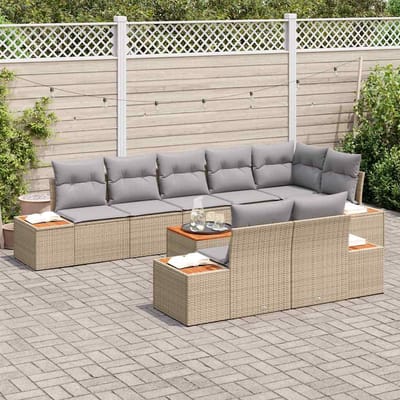 vidaXL - Tuinbank - Set - 8 - st - 8-Aantal - zitplaatsen - Beige - en - Lichtgrijs