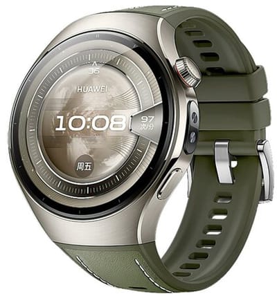 By Qubix - Hybride leer & siliconen band 'True Fit' - Groen - geschikt voor Huawei Watch 5 - 42mm