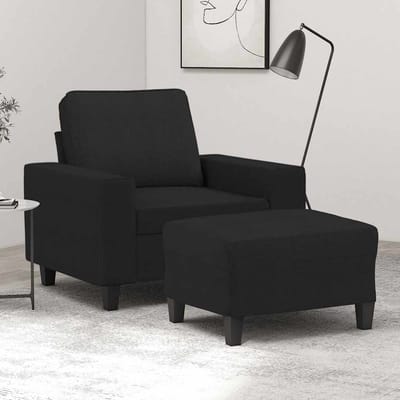 vidaXL - Fauteuil - met - voetenbank - 60 - cm - stof - zwart