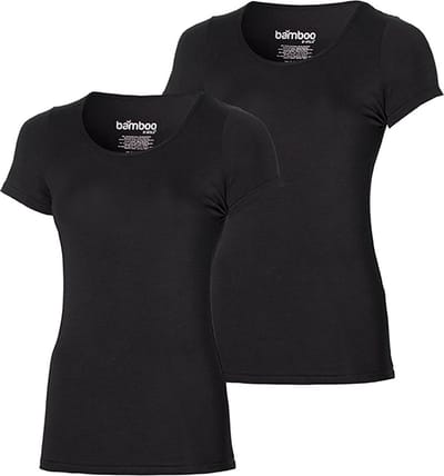 Bamboo T-shirts women basic 2 pak black ronde hals-maat S