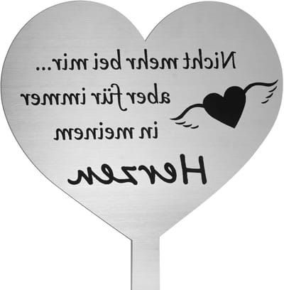 Gegraveerde roestvrijstalen hart grafsteker met emotionele tekst, duurzame grafdecoratie, herinneringsornament voor geliefden