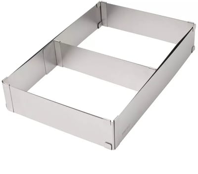 Kinghoff Vierkante Verstelbare Cakevorm – Roestvrij Staal, Met Schuifwand, 27,5x18,5 tot 52,4x34 cm - Bakvorm - Taartvorm