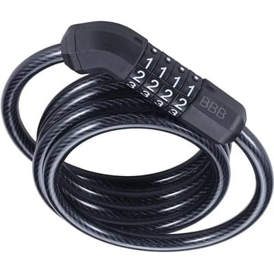 BBB Cycling QuickCode Coil Cable Fietsslot - Kabelslot Fiets Cijferslot - Codeslot - Zwart - 120 x 0,8 cm - BBL-66