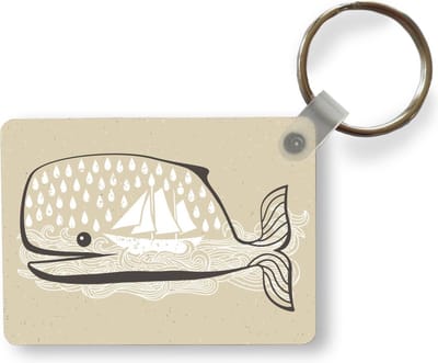 Sleutelhanger - Illustratie van een walvis met versiering - Uitdeelcadeautjes - Plastic