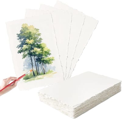 50 vellen handgeschept papier A6 15 x 10 cm aquarelpapier 300 g/m² aquarelpapier voor wenskaarten, schilderijen, brieven, uitnodigingen, schetsen, schilderen en doe-het-zelf vormgeven