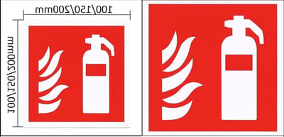 Veiligheidsbord - Brandblusser symbool - Noodsituatie signalering - Oplichtend zelfklevend - 15 x 15 cm - Wit rood