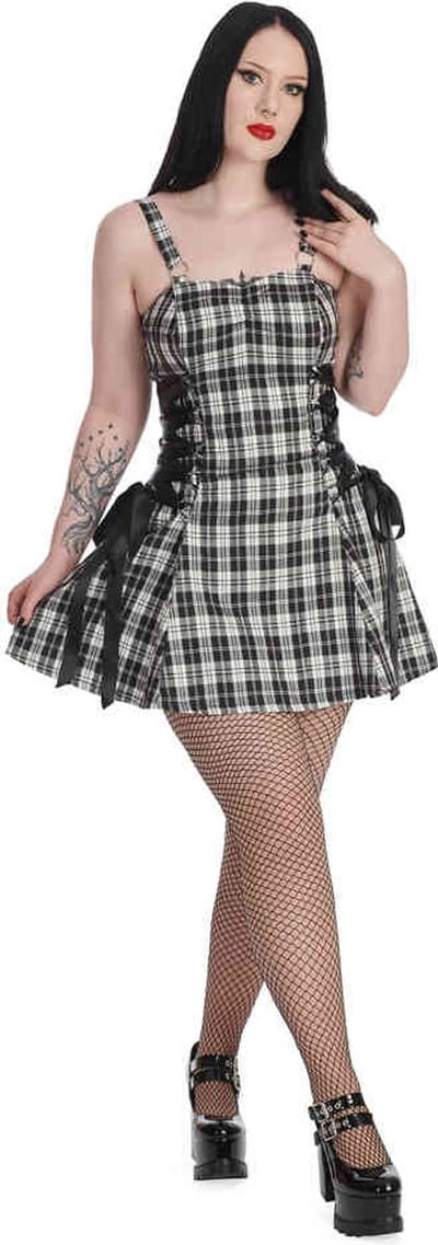 Banned - Klondike Lace Up Korte jurk - XL - Wit/Zwart