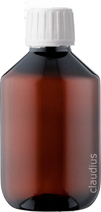 Lege Plastic Fles 250 ml PET Amber bruin - met witte ribbel dop - set van 10 stuks – navulbaar - leeg
