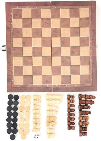 Houten Dambord - Reisspel Familie - Strategisch Spel - Draagbaar Opvouwbaar - 25x4x0.1 cm - Niet gespecificeerd