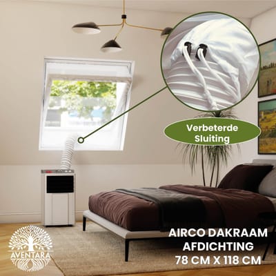 Airco Dakraam Afdichting - 78 x 118 cm – 2 Jaar Garantie - Geschikt voor Inbouw Velux: MK06 (GGL 14, 306, m06) | Fakro/Optilight: Maatcode 06 | Luxtra: M8A - Slang Afsluiten – Raamafdichtingskit Herbruikbaar – Mobiele Airco Afdichtkit Tegen Insecten