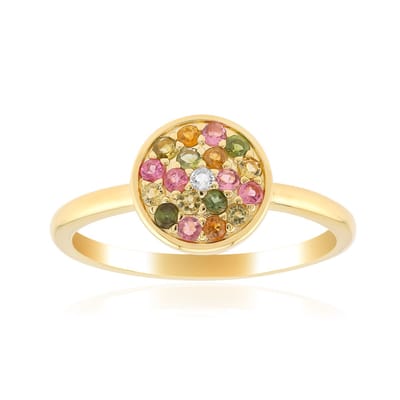 Cavill - Zilveren ring verguld 925 Sterling zilver - 19 ronde toermalijnen 0,265 ct uit Madagaskar - Elegante kleurrijke dames ring 22x19 mm