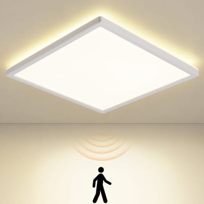 NETTLIFE LED Plafondlamp met Bewegingssensor - 18W - 4000K Neutraal Wit Licht - Flach Design - IP44 Waterdicht - Radar Sensor - Φ29 cm - voor Gang | Badkamer | Trap | Kelder | Balkon
