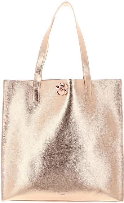 Ted Baker shopper schoudertas Rosmah Rose Detail Metallic Icon Bag Rosegold roségoudkleurig