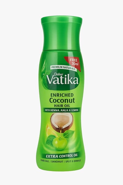Vatika Verrijkte Kokos Haarolie 150ml - Met 7 Ayurvedische Kruiden | Vermindert Haaruitval tot 50% in 4 Weken | Versterkt & Stimuleert Haargroei | Natuurlijk & Klinisch Bewezen met Kajal Sticker