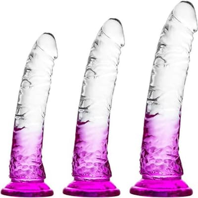 Gradient Clear Purple Dildo Set met Zuignap – 3 Maten (S/M/L) – Realistisch & Huidvriendelijk – Handsfree Gebruik – Voor Beginners & Gevorderden – Waterdicht & Ergonomisch Ontworpen