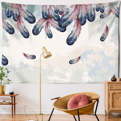 Psychedelisch Veer Wandkleed Muurhanger Kunst Boheemse Stijl Tapiz Hippie Kleurrijk Mysterie Slaapkamer Kamer Huisdecoratie 95x70cm