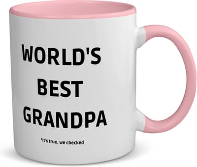 Akyol - world's best grandpa it's true we checked koffiemok - theemok - roze - Opa - werelds beste opa - verjaardag - cadeautje voor opa - opa artikelen - kado - geschenk - 350 ML inhoud