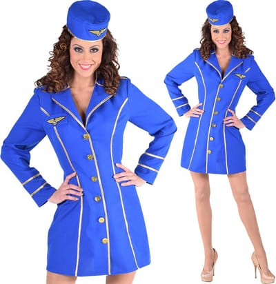 Stewardess kostuum vrouw kobalt - Maat S