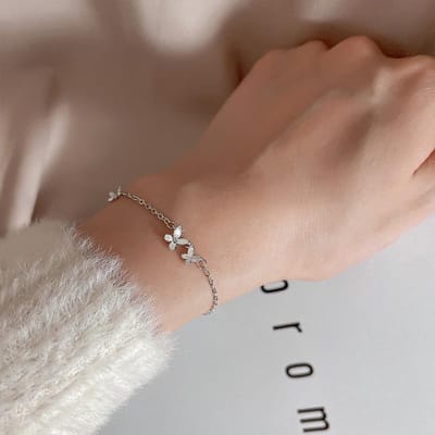Bracelet papillon en argent sterling 925 serti de diamants, bracelet ajustable à la mode pour femme brown