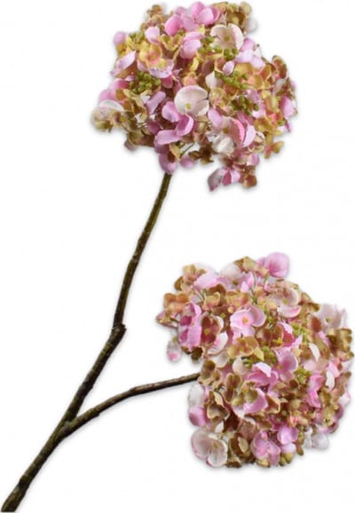Silk-ka Kunstbloem-Zijden Bloem Hortensia Tak Crème-Roze 81 cm