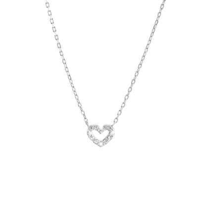 Lucardi Meisjes Kinderketting met hanger met plating - Hart - Zirkonia - Cadeau - Echt Zilver - Zilverkleurig