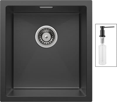CECIPA max Spoelbak Antraciet 40x44CM - Spoelbak Keuken Met Zeepdispenser - Spoelbakken Keuken - Wasbak Keuken - RVS