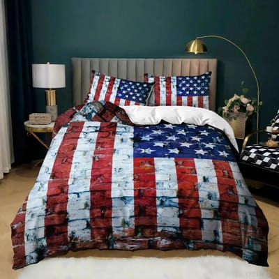 Nationale Vlag Dekbedovertrek Collectie King Size Creatieve Amerikaanse Vlag Beddengoed Collectie Voor Tieners Volwassenen Microvezel Enkele Dubbele Dekbedovertrek AU Double(180x210cm)