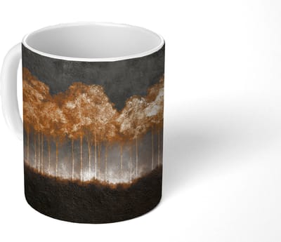 Mok - Koffiemok - Gouden Bomen in Mistig Landschap - Mokken - 350 ML - Beker - Koffiemokken - Theemok