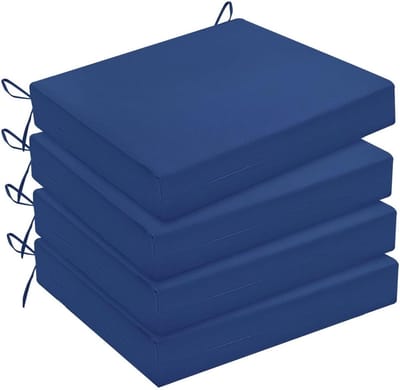 HARBOREST Tuinstoelkussens, set van 4, vierkante waterdichte hoekkussens voor terrasmeubilair, terrasmeubelkussens met banden, 47 x 40 x 7,6 cm, koningsblauw