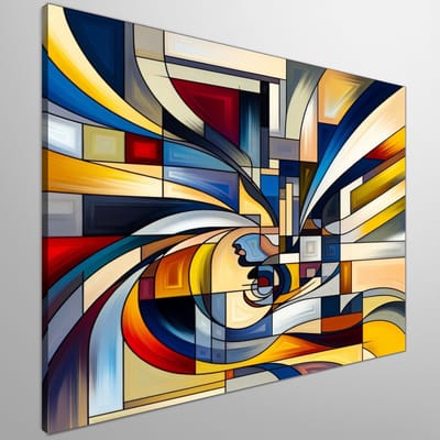 Abstract picasso schilderij | Picasso's Geometrische Meesterwerk: Een Abstracte Verkenning van Kleur en Vorm | Kunst - 30x30 centimeter op Canvas | Foto op Canvas