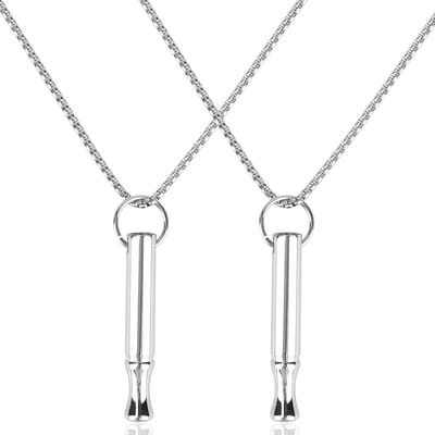 Dailygoods- Ademhalingsketting 2 Stuks - Titanium Stalen Hanger - Diepe Ademhaling - Mindfulness Ketting - Verstelbare Lengte 71 cm - Effectief Stress Verminderen