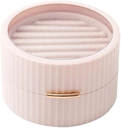 Sieradendoos Mini - Juwelendoosje Opbergtas - Sieraden Opbergen - Draagbaar Dubbellaags - 5.7x9x9.7cm - Roze