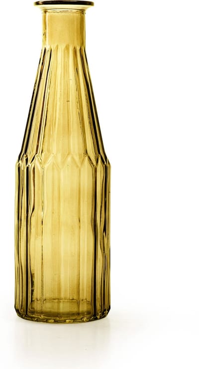Jodeco Bloemenvaas Marseille - Fles model - glas - geel - 25 x 7 cm