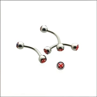 Aramat Jewels | Piercings | wenkbrauw piercing met Engelse vlag | | | |8mm | Staal | Volwassenen | Verkleurd niet