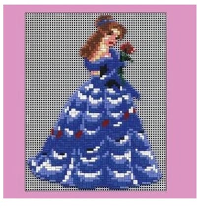 Stickit prinses in het blauw - motief 2, ca 1.380 steentjes, compatible met Ministeck