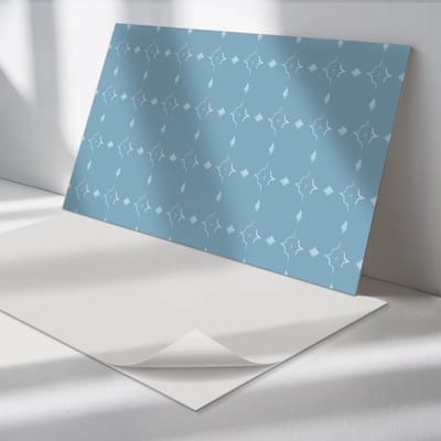 Wallfluent Vinyl Tegels - Geometrisch Ruitpatroon Zelfklevende Vinyl Tegels - 40 cm x 20 cm - Blauw Vinyl Tegels - 10 stuks - Rechthoek PVC Tegels - Patroon Plaktegels - Vinyl Wandtegels - Plaktegels Keuken en Badkamer