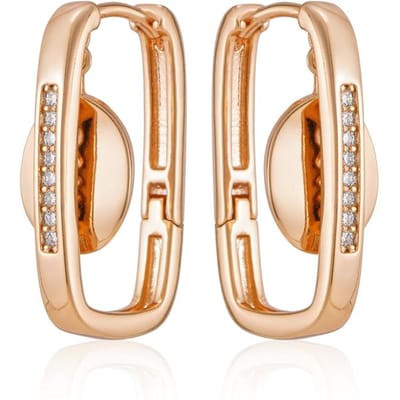 Nouvelles Boucles d'Oreilles Créoles Couleur Or Rose Tendance Pour Femmes Accessoires de Luxe Zircon Naturel Bijoux de Mariage Vintage pour Mariée beige