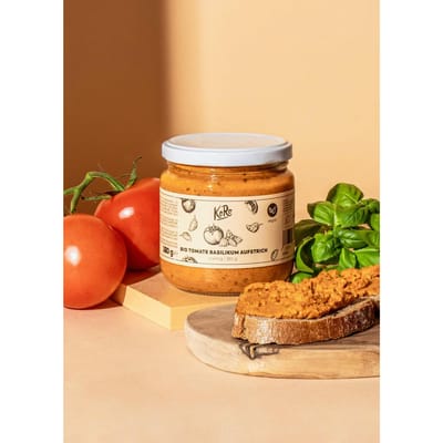 Bio tomaat-basilicumspread 380 g