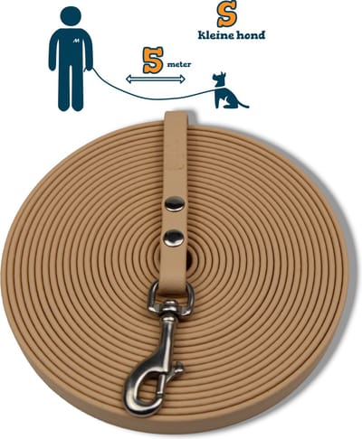 Miqdi BioThane® Sleeplijn 5 meter – zonder handvat – S (9 mm) – creme – waterdicht & sterk