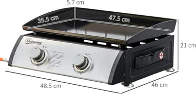 Gasbarbecue - Zilver - Staal - Dubbele Branders - Draagbaar