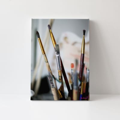 Kwasten | Close-up | Stichting BY Amanda | Canvasdoek | Wanddecoratie | 40CM x 60CM | Schilderij