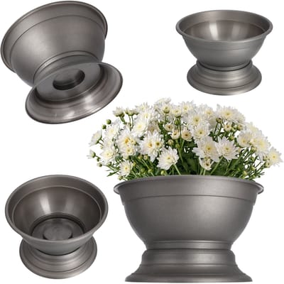 KADAX Bloemenschaal met standaard, weerbestendige kunststof plantenbak, kogelschaal voor chrysanten, viooltjes, bloemenvaas, diameter 18 cm, grafiet