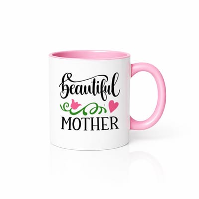 Beautiful Mother Tweekleurige Mok Roze/Wit - Lief Moederdag Cadeau - Hoogwaardige Keramische Mok voor Haar