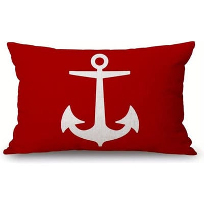 Grote Rode Anker Kussensloop, Nautische Stijl - Stijlvolle Woondecoratie voor Kustliefhebbers, Perfect Cadeau voor Zeevaartenthousiastelingen 40x60cm