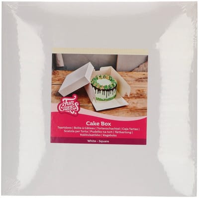 FunCakes Taartdoos met Zwanenhals en Losse Deksel - Vierkant - Wit - 30x30x15 cm - 1 Stuk