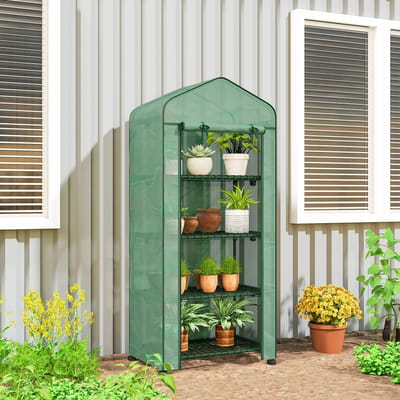 Outsunny Kas Staal, Kunststof 69L x 50B x 165H cm Groen