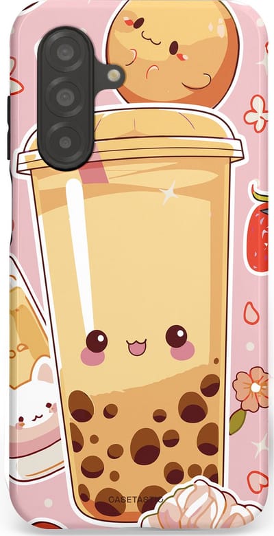 Casetastic Hoesje Geschikt voor Samsung A26 - Stijlvolle Beschermende Duo-layer Case - Kawaii Thee Design - Bubble Tea