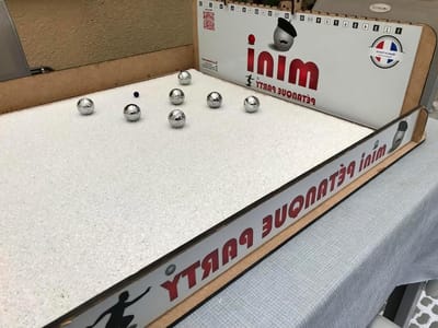 Mini Petanque Set - Tafelspel Boules - Binnen Spelen - Inclusief Tapijt - 170 x 60 cm - Blauw